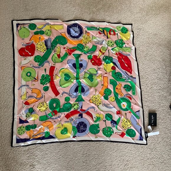 KATE SPADE Mini Golf Graphic Silk Scarf - Picture 1 of 5